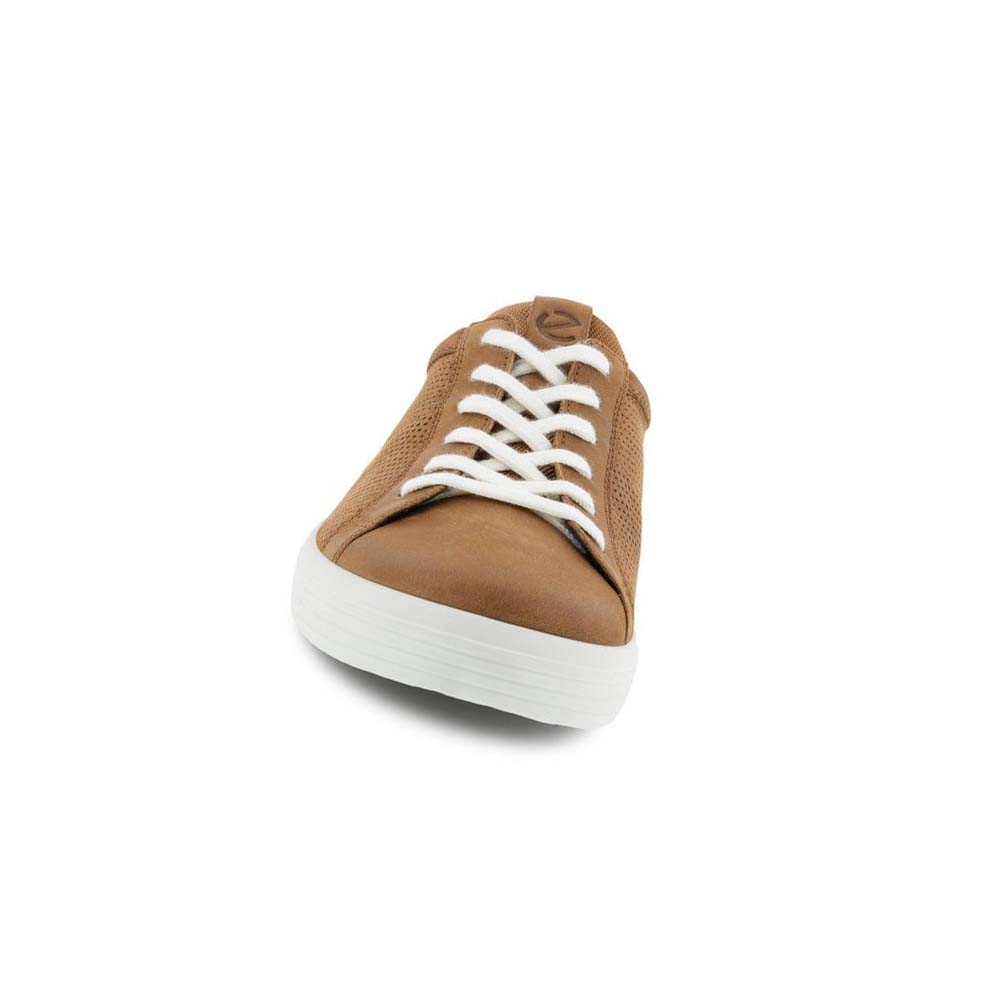 Ecco Soft Klassiska Laced Casual Skor Herr Bruna Vita | SE 485CTV